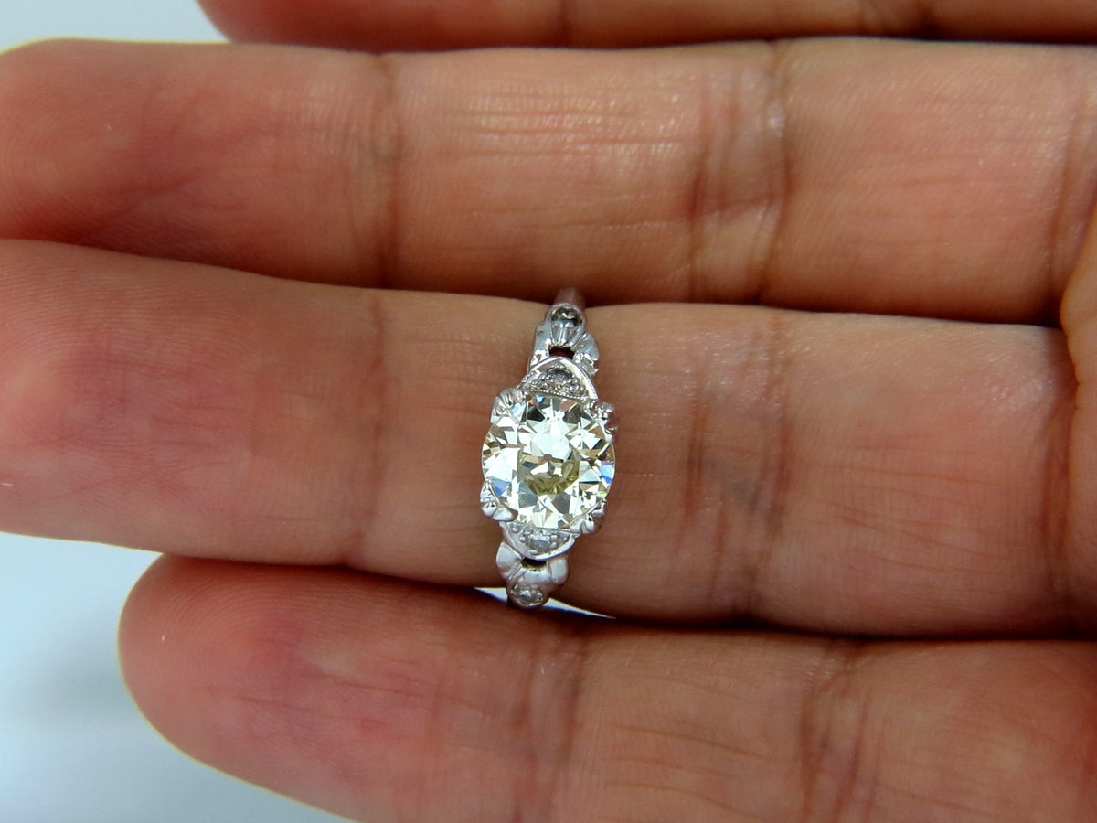 1.33ct vintage class old mine cut natural diamond engagement ring platinum *v