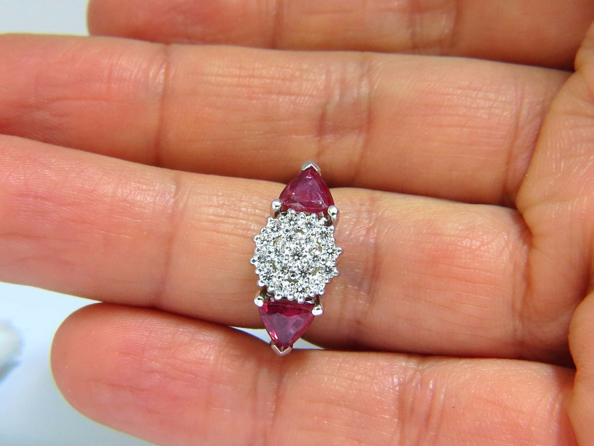 2.00ct NATURAL PINK SAPPHIRE DIAMONDS RING 14KT CIRCULAR CLUSTER TOP *v