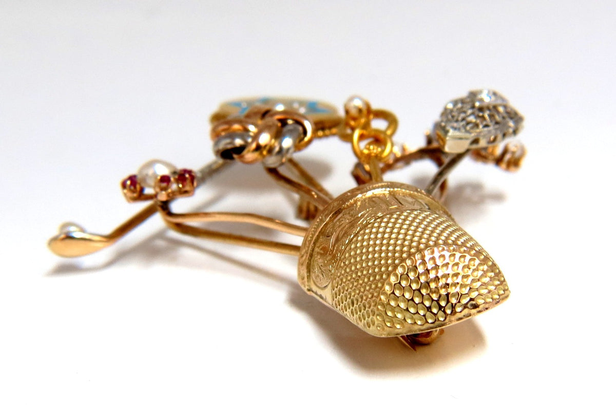 14kt Vintage Seamstress Thimble collection Pin *v