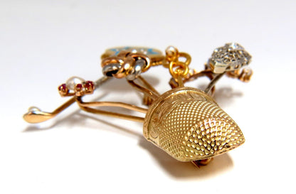 14kt Vintage Seamstress Thimble collection Pin *v