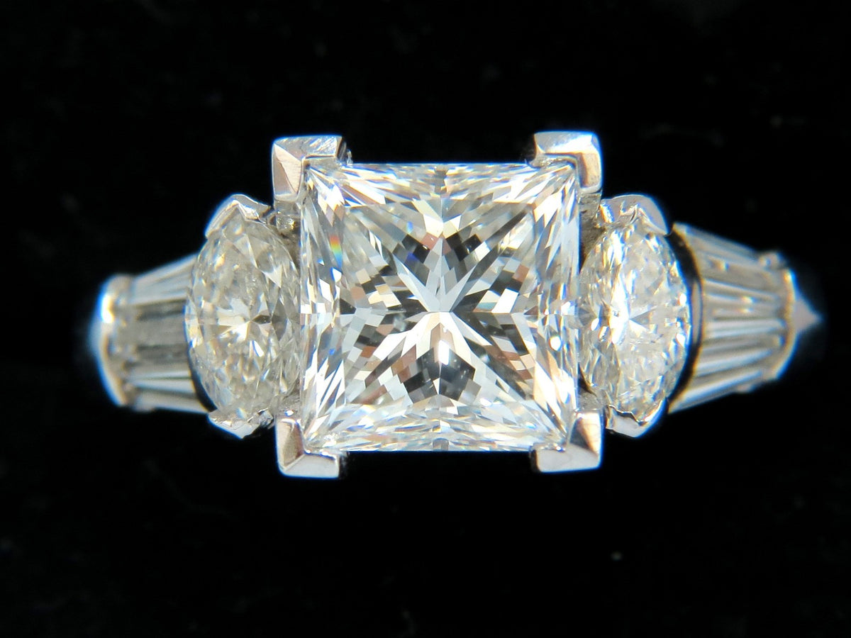 GIA certified 4.77ct. princess cut diamonds ring G/Si-1 platinum classic *v