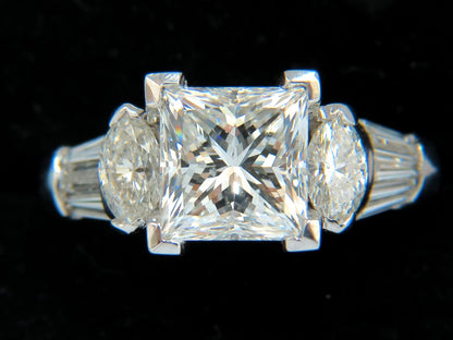 GIA certified 4.77ct. princess cut diamonds ring G/Si-1 platinum classic *v