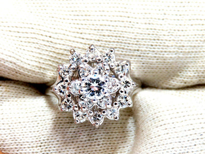 1.12ct natural diamonds raised cluster ring 14kt white gold *v