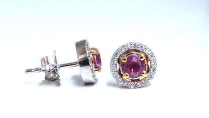 1.10ct Natural Tourmaline Diamonds Cluster Earrings 14 Karat gold  *v