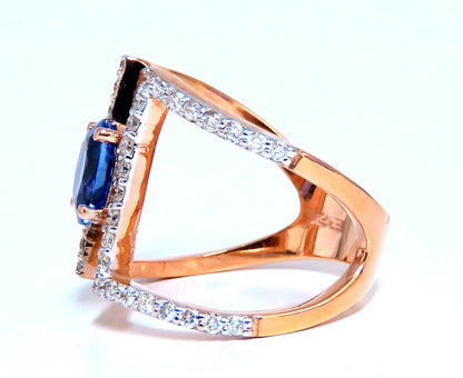 1.30ct Natural Tanzanite Diamond ring Wide shoulder Mod *v