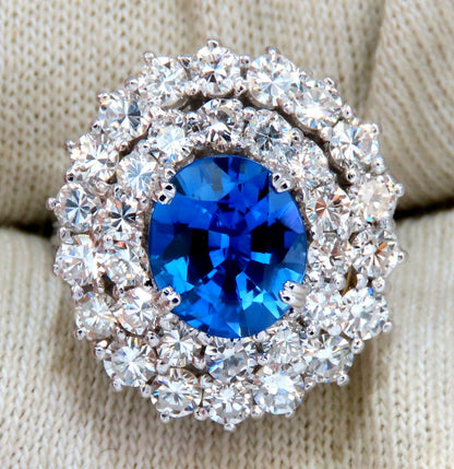 GIA Certified 3.55ct Natural No Heat Blue Sapphire Cocktail Cluster Ring 18kt *v
