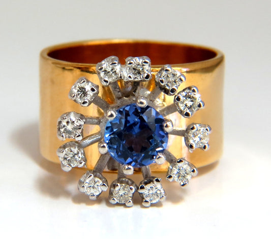 1.46ct natural round tanzanite diamonds ring 14kt cluster halo *V