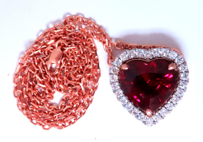 GIA Certified 8.72ct Natural Heart Garnet Halo Necklace 14kt Rhodolite 12400 *v