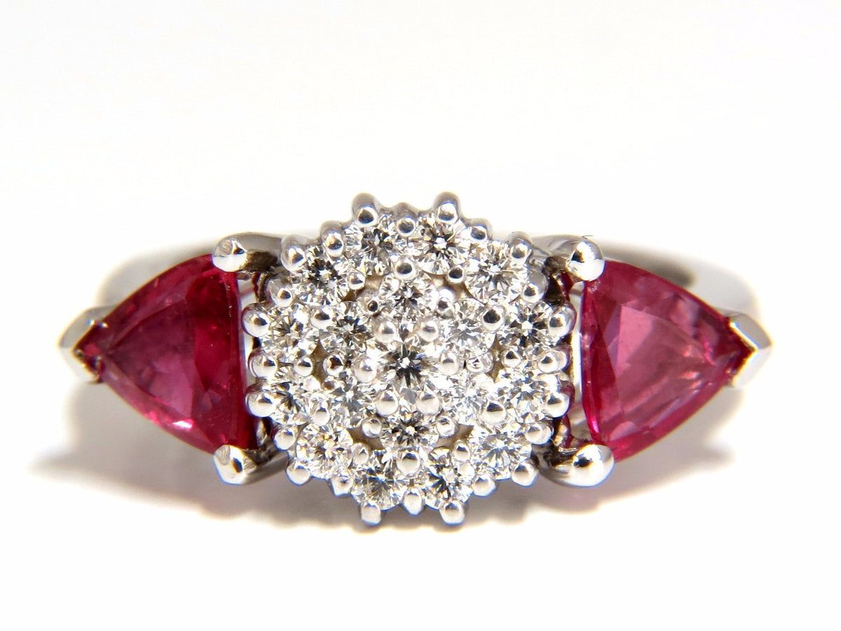 2.00ct NATURAL PINK SAPPHIRE DIAMONDS RING 14KT CIRCULAR CLUSTER TOP *v