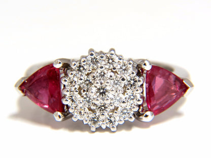 2.00ct NATURAL PINK SAPPHIRE DIAMONDS RING 14KT CIRCULAR CLUSTER TOP *v