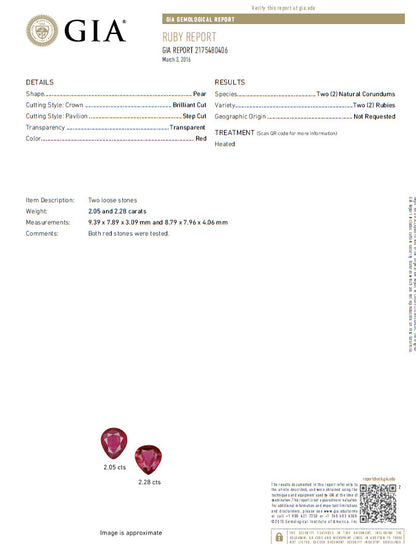 18.96ct GIA Certified natural red ruby diamond dangle earrings 18kt *v