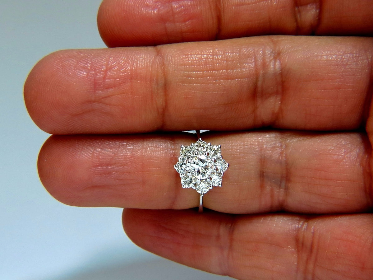 1.40ct natural diamonds raised cluster ring 14kt gold *v