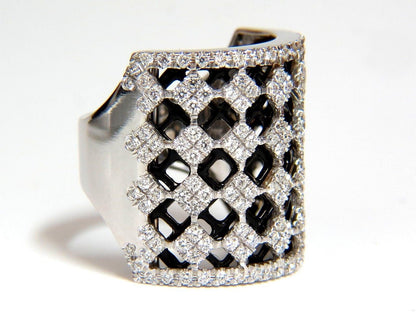 1.82CT NATURAL DIAMONDS BEAD SET SANDWICHED BLACK BAND RING 18KT 10042 *v