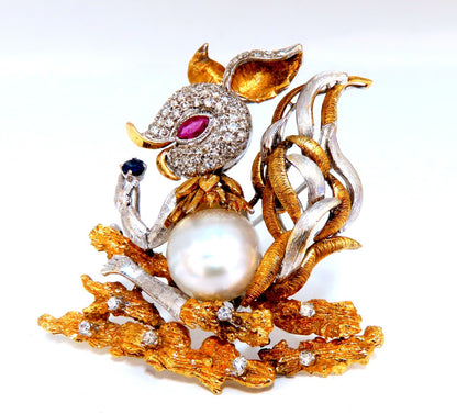 Vintage Rare Bandit Jackrabbit Pearl Pin 18kt Rabbit Bunny *v