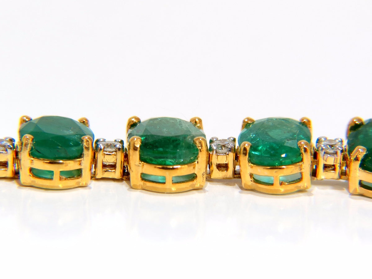 Emerald bracelet 27.42ct & .75ct diamonds classic tennis 14kt. natural greens *v