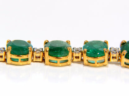 Emerald bracelet 27.42ct & .75ct diamonds classic tennis 14kt. natural greens *v