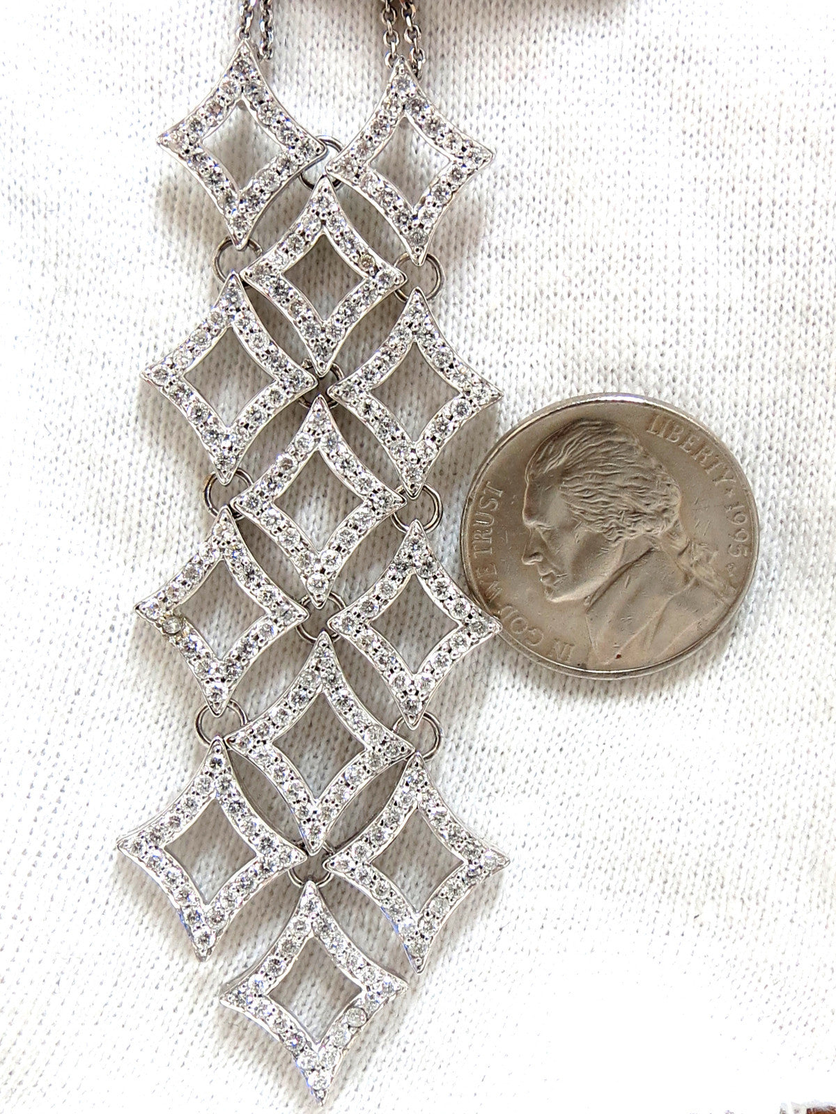 5.00ct diamonds earrings & necklace matching suite 18kt g/vs diamond shaped *v