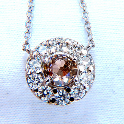 GIA Certified .81ct Natural Fancy Brown Diamonds Halo Cluster Necklace 14kt *v