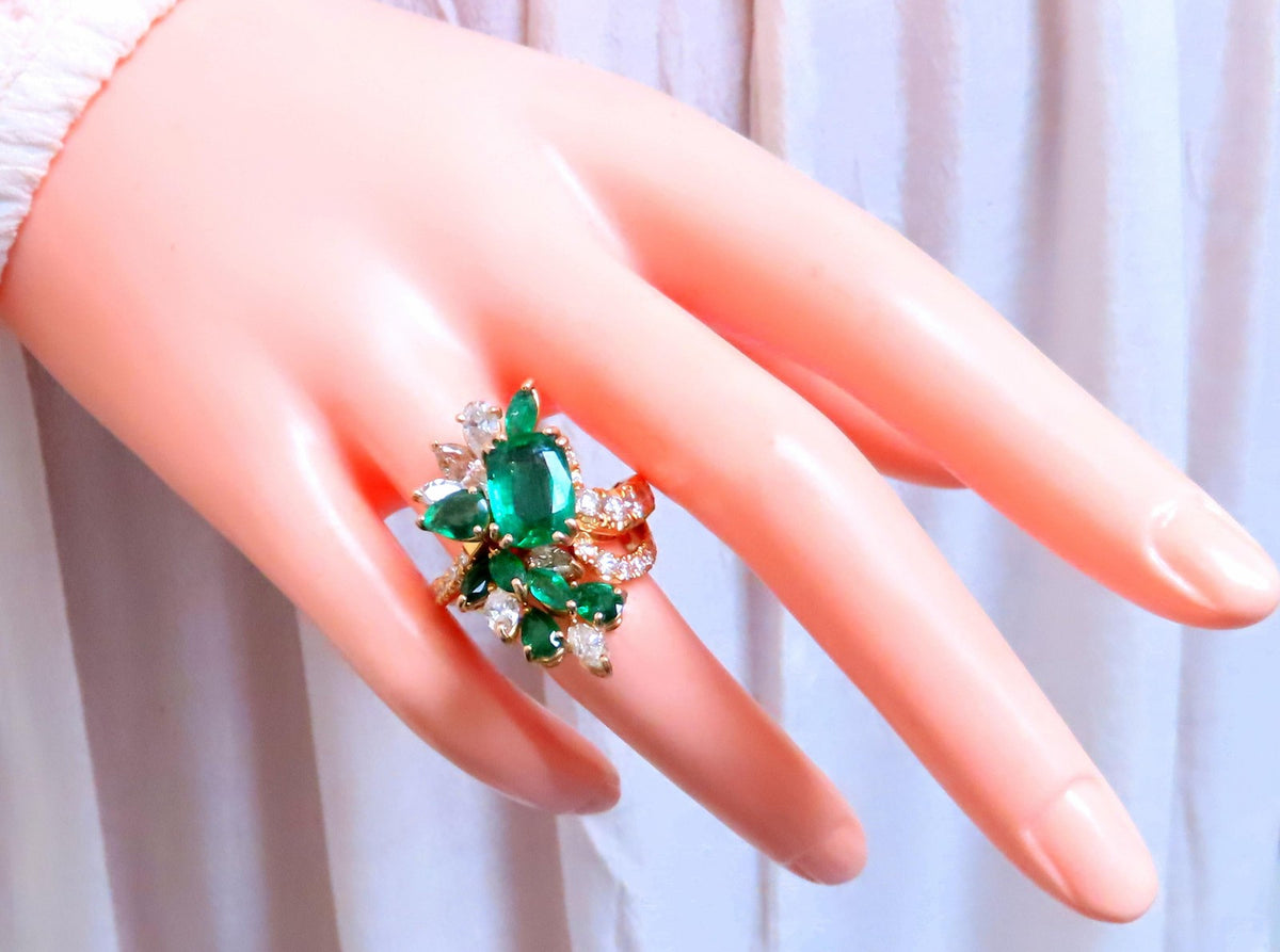 GIA 3.27ct Natural Emerald Cocktail Diamond Ring 14kt F2 12410 *v