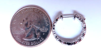 1.20ct Natural Round Diamond mini hoop earrings 14kt white gold Dime *v