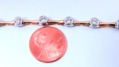 2.80ct Natural Diamonds Flush mount Tube Link Bracelet 14kt 12637 *v