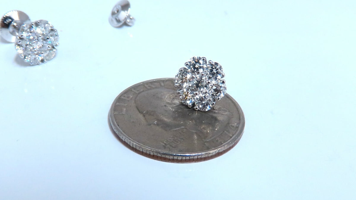 2ct Natural Diamonds Cluster Earrings 14kt *v