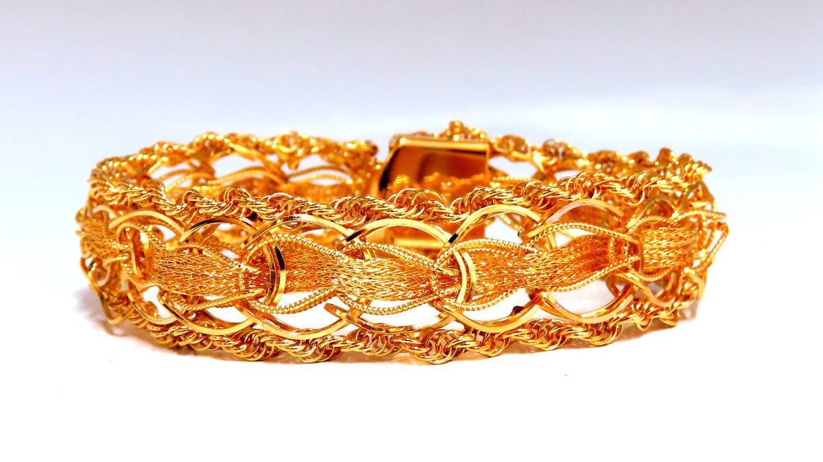 14kt Gold Rope & Tassel Vintage Hand Intricate Bracelet *v