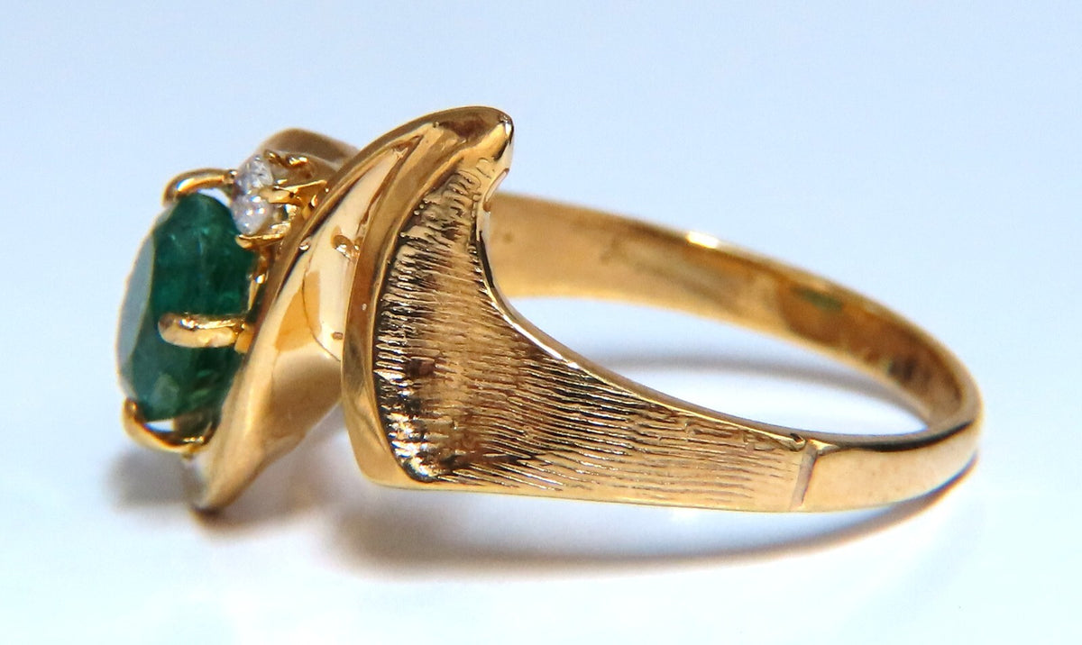 Emerald Diamond Ring 14kt 1.15ct Natural Mod Deco *v