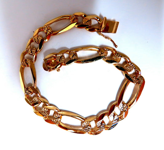 Figaro Link 14kt Gold Bracelet 8.25 inch 10mm 28 Gram Unisex *v