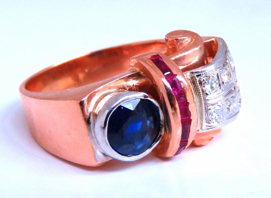 Vintage Sapphire Diamonds Curling Motif Ring 14kt 12140 *v