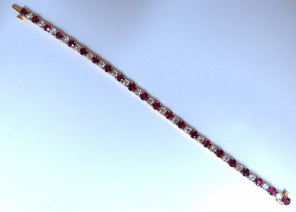 14.05ct Natural Ruby Diamonds Alternating Tennis Bracelet 14kt Gold Classic *v