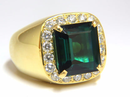 GIA Certified 13.59ct Natural Vivid Blue Green Tourmaline diamonds ring 18kt *v
