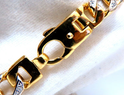 14ktgold  Mens Classic Figaro Bracelet 7.5 inch .22ct diamonds *v