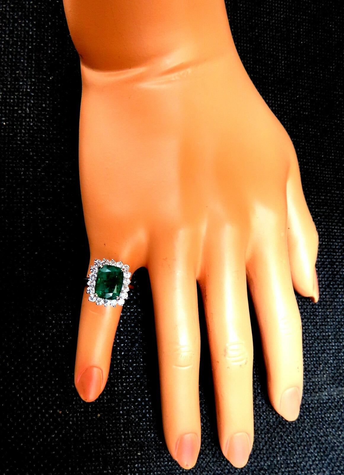 GIA Certified 4.86ct natural green emerald diamonds ring 14kt Halo Prime *v
