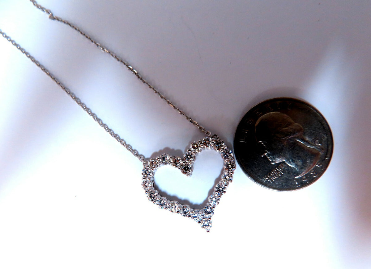 1.92ct Open Heart Natural diamonds necklace 14 karat *v