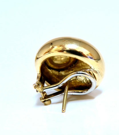 18kt Gold Clip earrings Panda Eye Domed *v