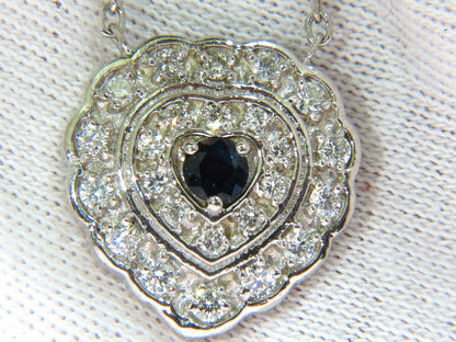 1.25CT NATURAL SAPPHIRE DIAMOND CLUSTER NECKLACE 14KT *v