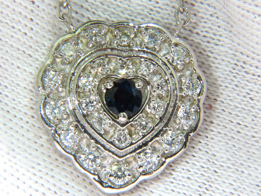 1.25CT NATURAL SAPPHIRE DIAMOND CLUSTER NECKLACE 14KT *v