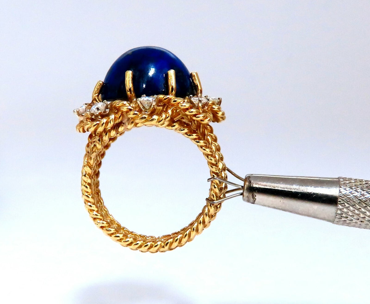 GIA Certified Natural Lapis Diamond Clip Earrings & Ring 18kt *v