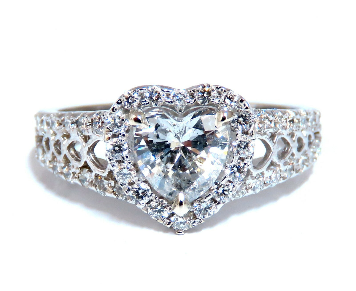 GIA Certified 1.27ct Heart Shape Natural Diamond Cluster Ring 14kt *v