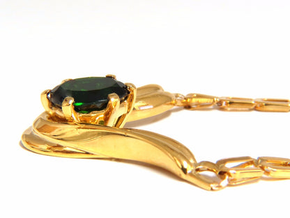 3.70ct Natural  Green Chrome Diopside Necklace 14kt "V" form gown *v