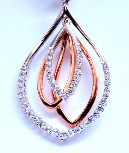 Three Tier 2.10ct Natural Round Diamond Dangle Earrings 14kt Gold 12378 *v