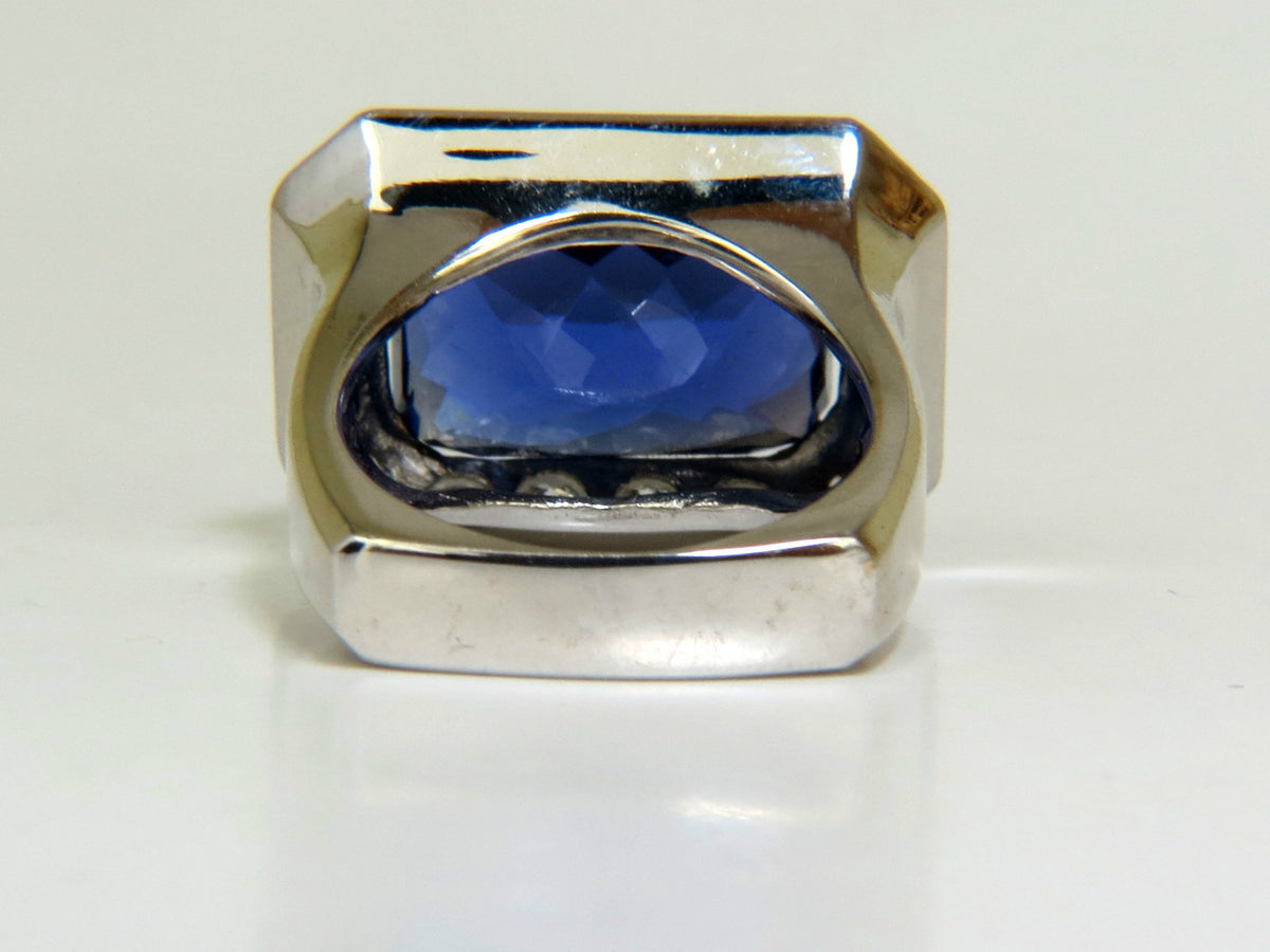 GIA CERTIFIED NATURAL 15.06CT 18KT GOLD NATURAL TANZANITE DIAMOND RING *v