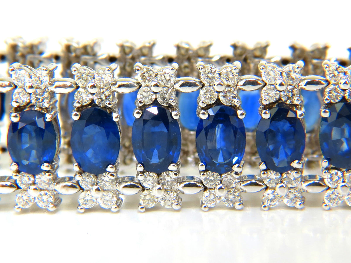 33.75CT NATURAL GEM SAPPHIRE DIAMOND BRACELET 3 ROW & WIDE CUFF 14KT *v