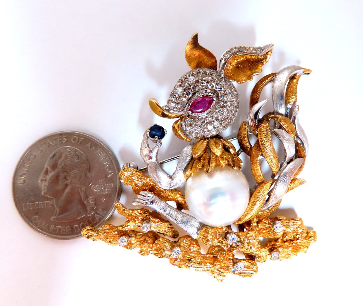 Vintage Rare Bandit Jackrabbit Pearl Pin 18kt Rabbit Bunny *v