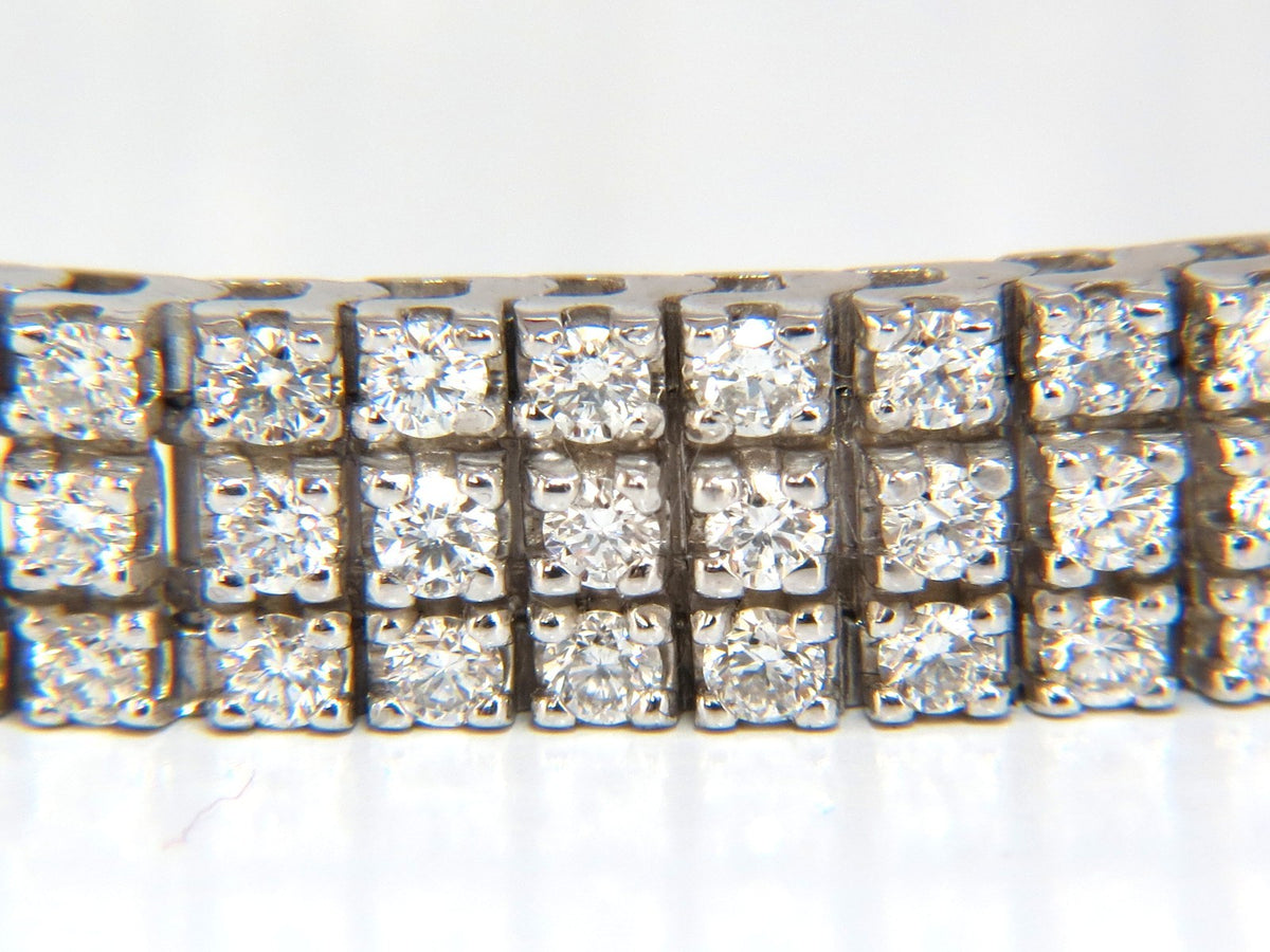 5.50ct natural round brilliant diamonds three row tennis bracelet 14kt gold *v