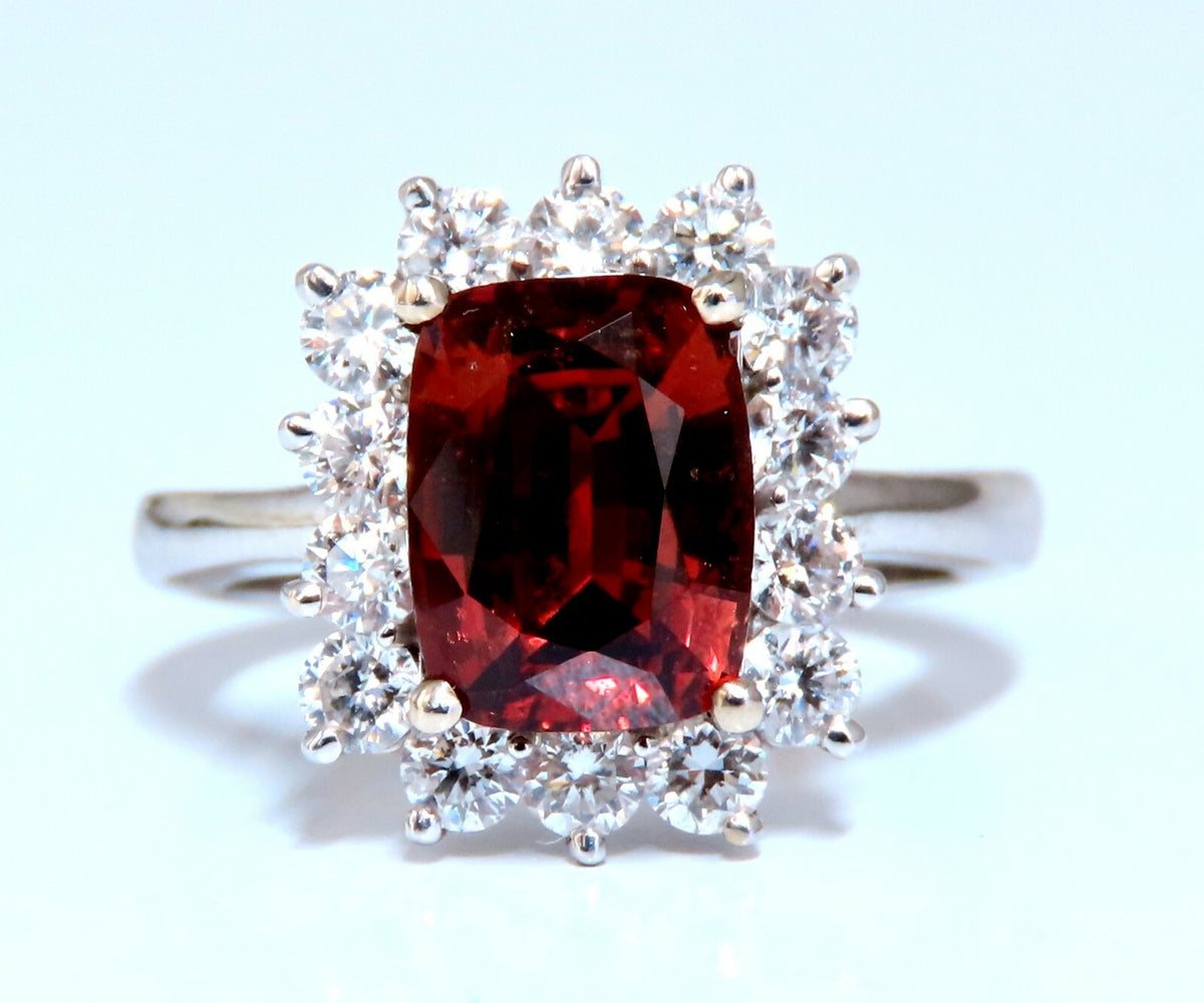 GIA Certified 3.38ct Natural Orange Sapphire Diamonds Ring 14kt No Heat *v