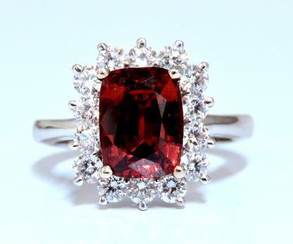 GIA Certified 3.38ct Natural Orange Sapphire Diamonds Ring 14kt No Heat *v