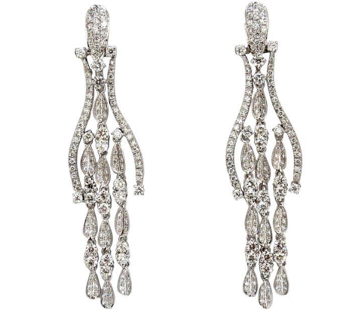6.00ct natural diamonds modern dangle petal chandelier earrings 18kt 12321 *v
