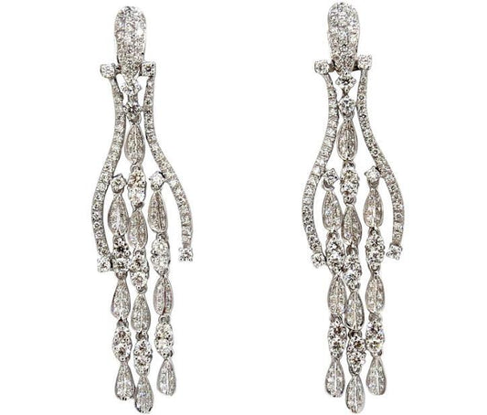6.00ct natural diamonds modern dangle petal chandelier earrings 18kt 12321 *v